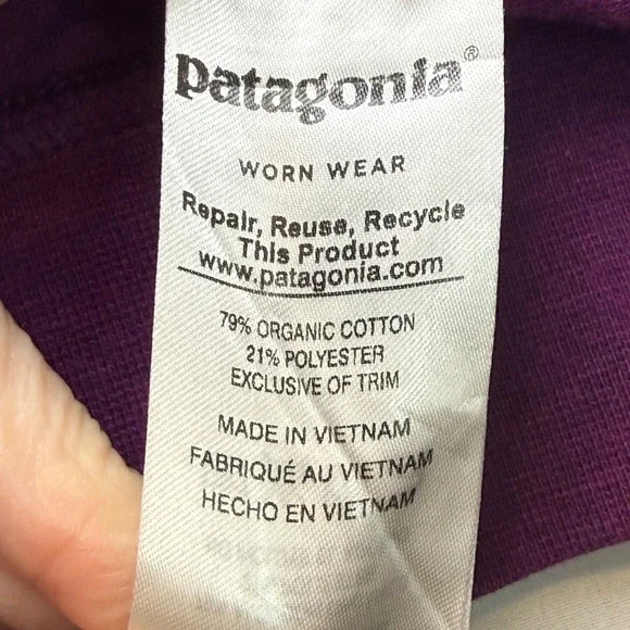 Patagonia Quilted Organic Cotton Purple Pullover Sweatshirt Women Size L - Picture 11 of 11
